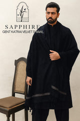 Sapphire Premium Velvet Shawl (Black) PVS 4001