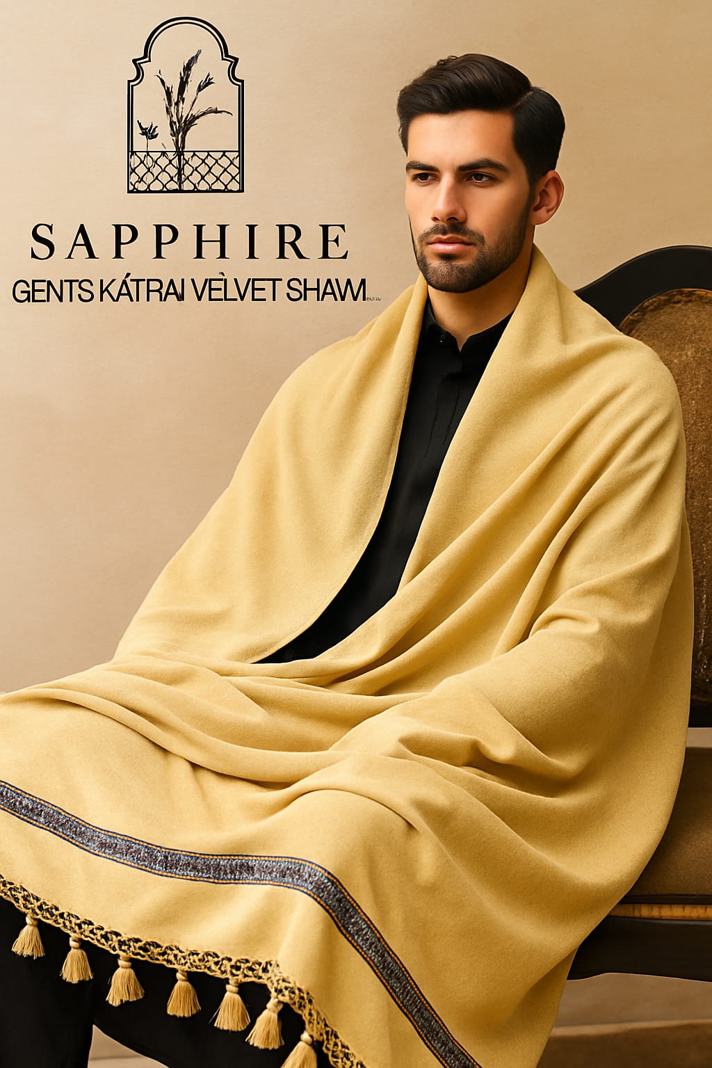 Sapphire Premium Velvet Shawl (Skin) PVS 4010