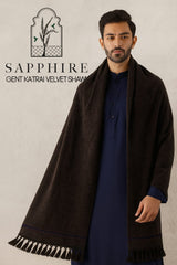 Sapphire Premium Velvet Shawl (Chocolate) PVS 4004