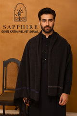 Sapphire Premium Velvet Shawl (Dark-Brown) PVS 4007
